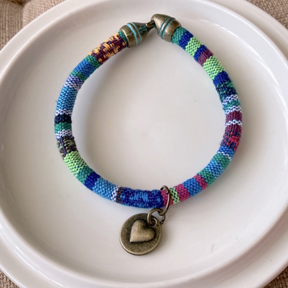 TRIBAL-BOHO Fabric Cord Bracelet in Teal - Picture 2 of 8